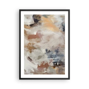 Poster in een zwarte lijst - Een abstracte compositie in warme, aardse kleuren. - 50x70cm - Mistige abstractie - Moderne wanddecoratie voor woonkamer en slaapkamer ARTTOR