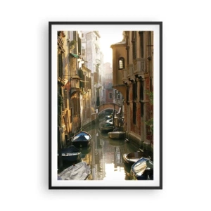 Poster in een zwarte lijst - In een Venetiaans steegje - 61x91 cm