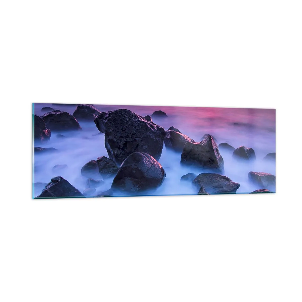 Schilderen op glas - Geboorte in licht en mist - 90x30 cm