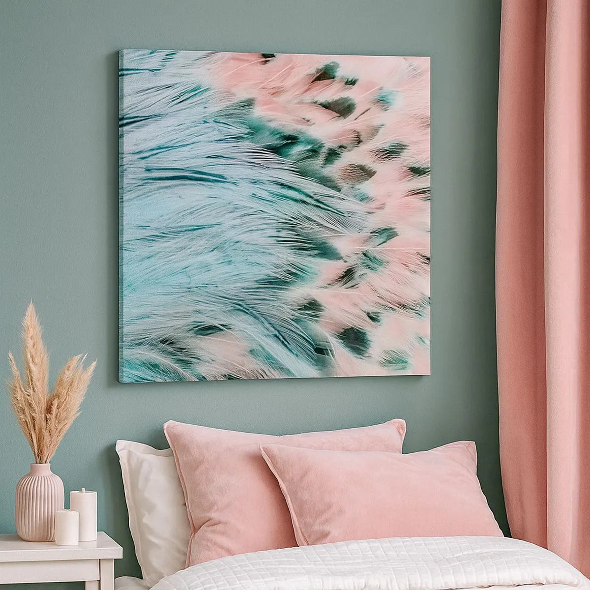 Schilderen op canvas - Saffier roze dons - 30x30 cm