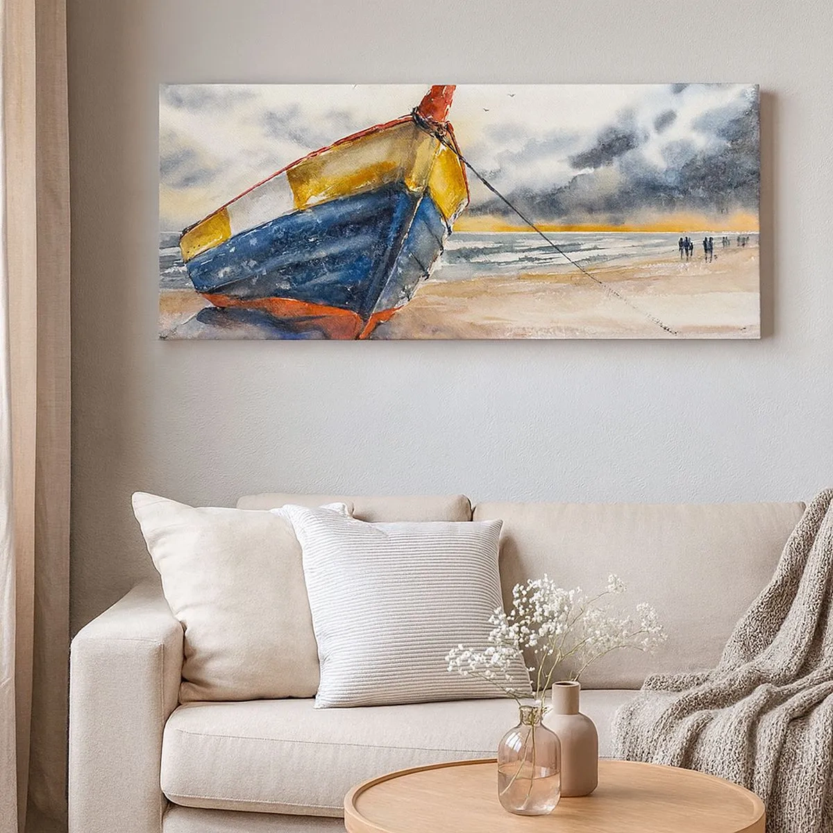 Schilderen op canvas - Rust aan de kust - 100x40 cm