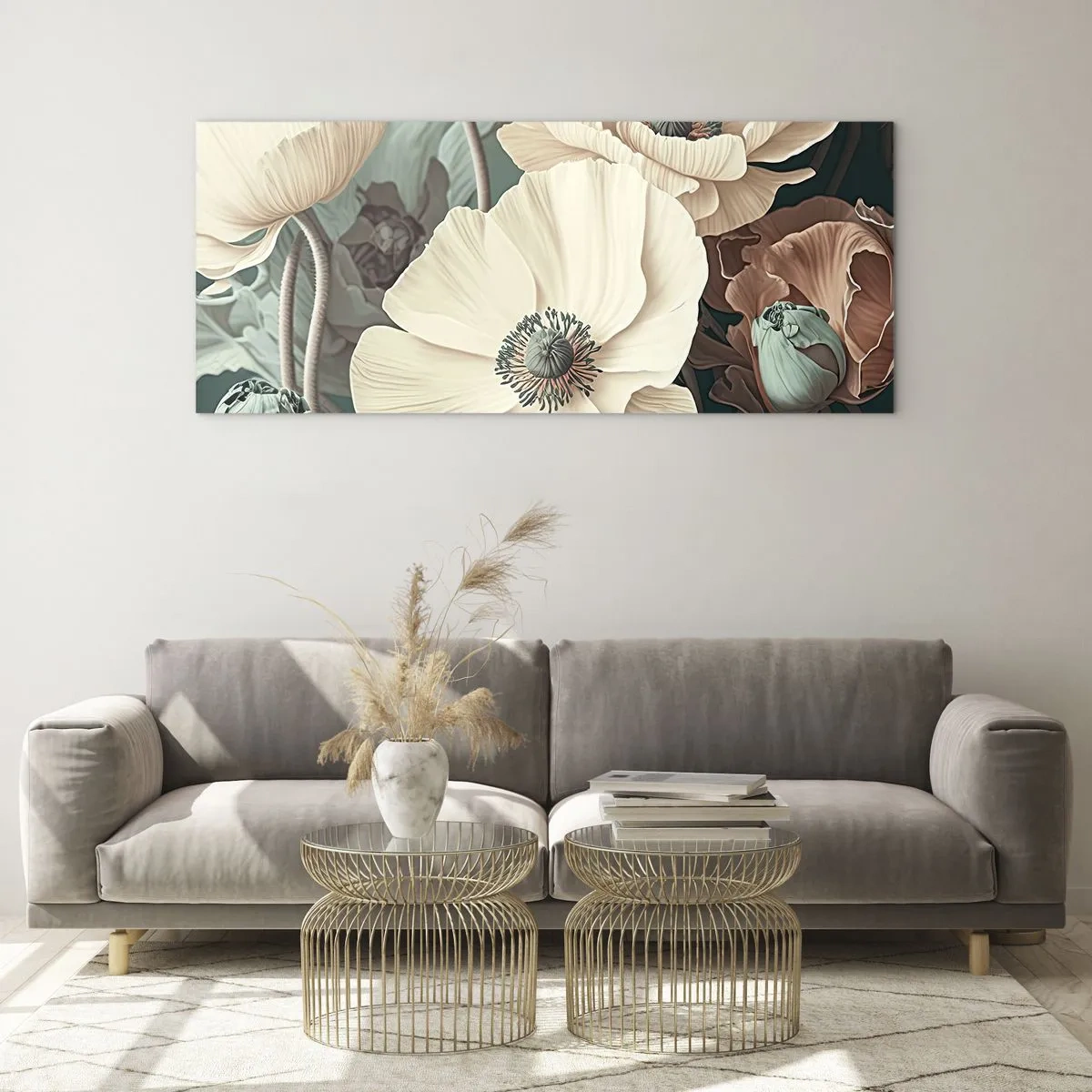 Schilderen op glas - Het gefluister van klaprozen - 120x50 cm