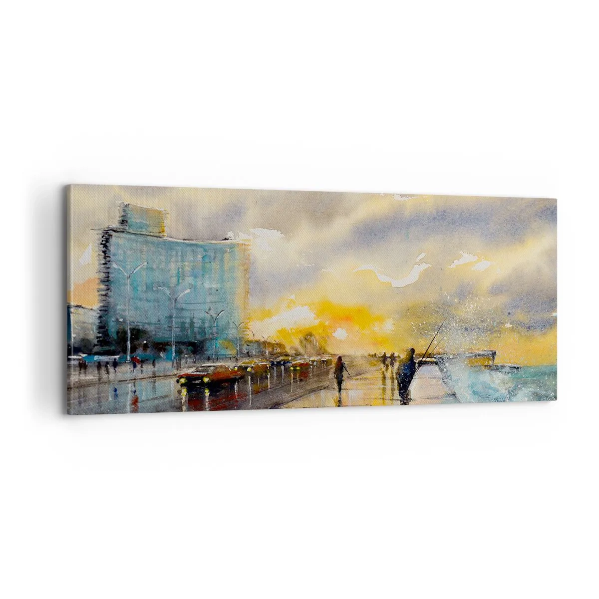 Schilderen op canvas - Het leven aan de oever - 100x40 cm