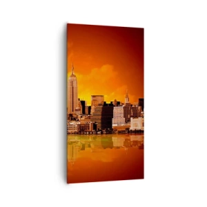 Schilderen op canvas - Het grote stadspanorama in geel en brons - 65x120 cm