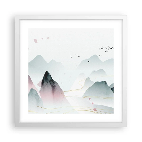 Poster in een witte lijst - Over de toppen - 40x40 cm