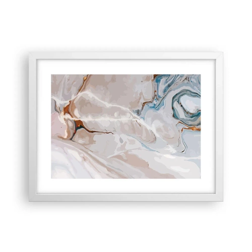 Poster in een witte lijst - Blauw kronkelt onder het wit - 40x30 cm