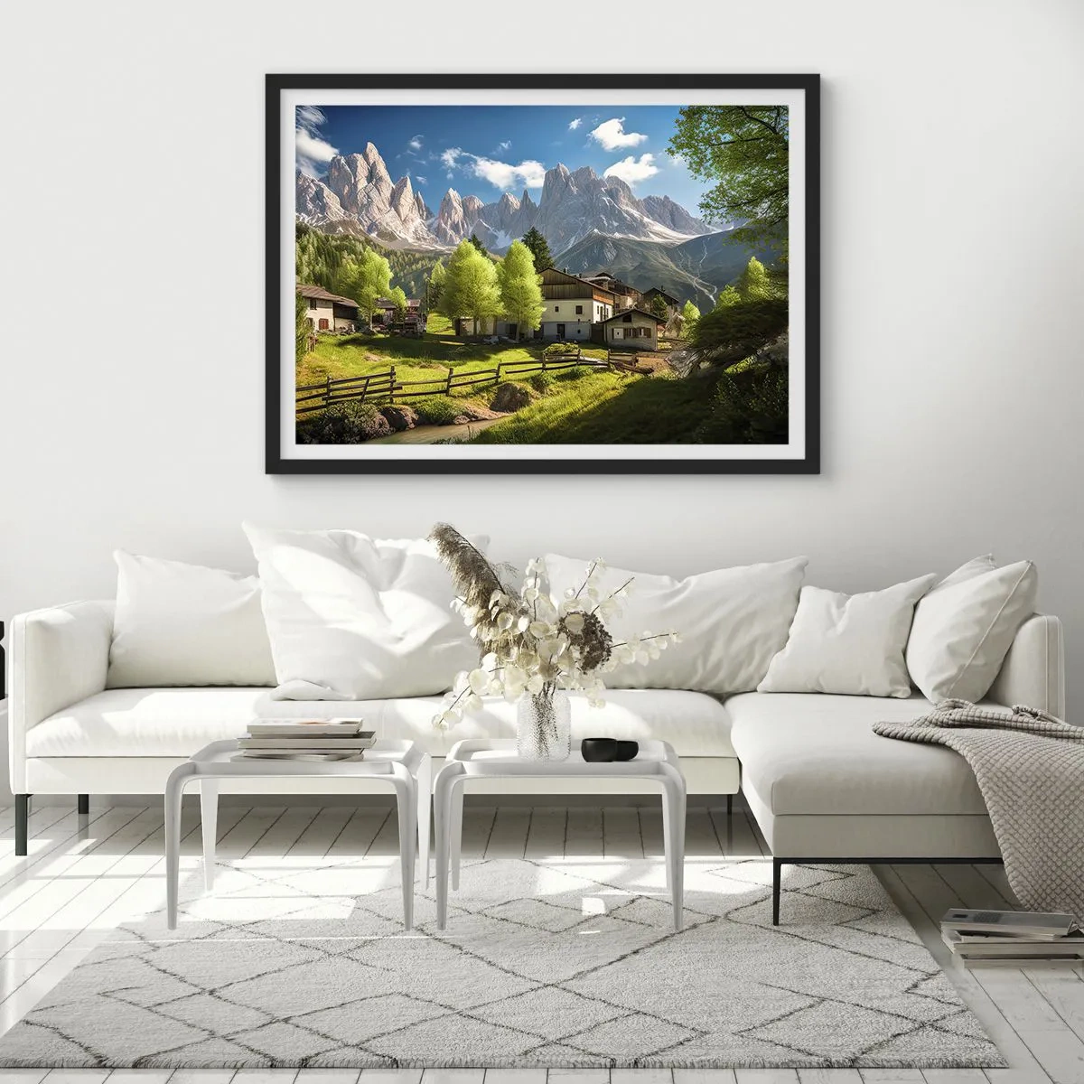 Poster in een zwarte lijst - Alpine idylle - 50x40 cm