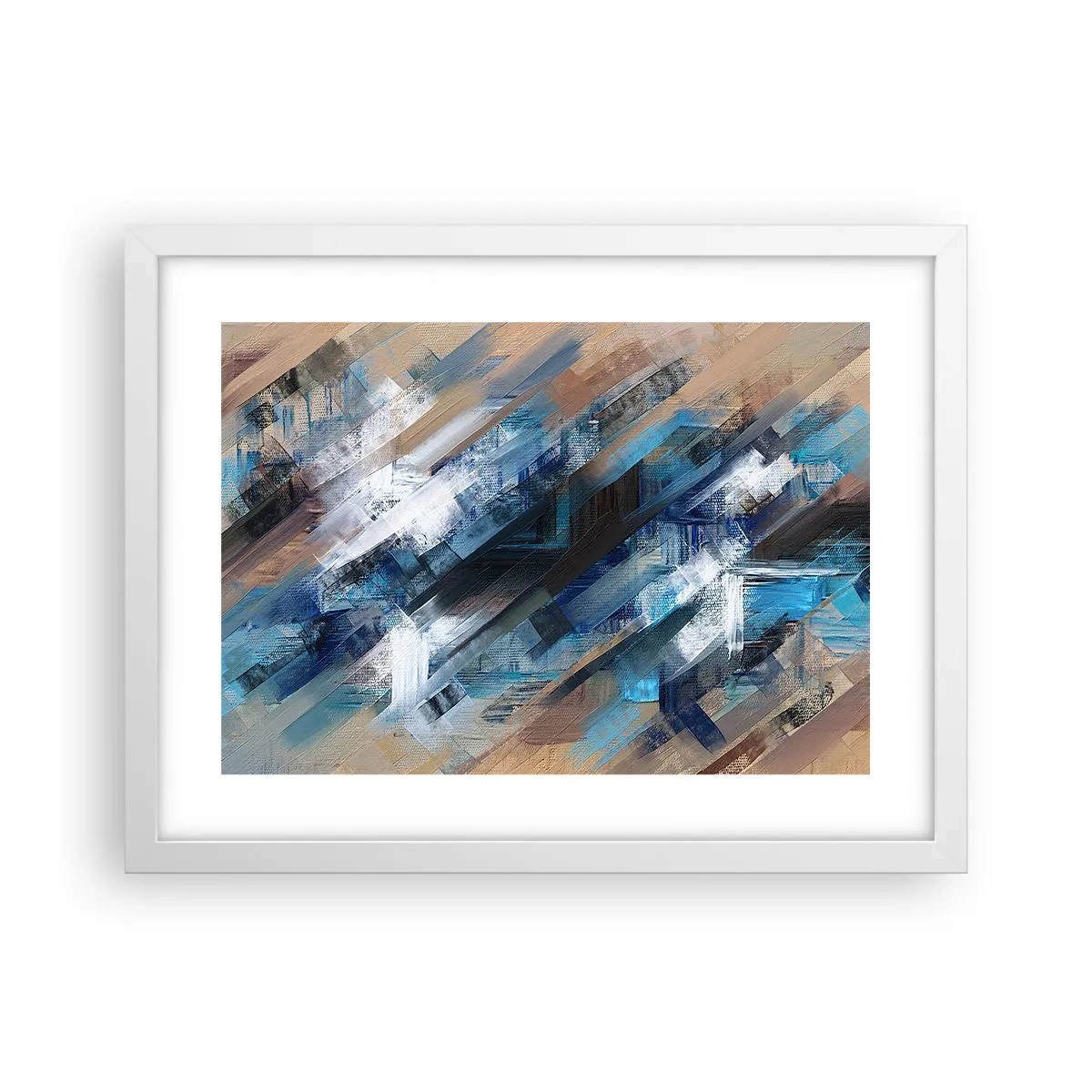 Poster in een witte lijst - Op een blauwe diagonaal - 40x30 cm