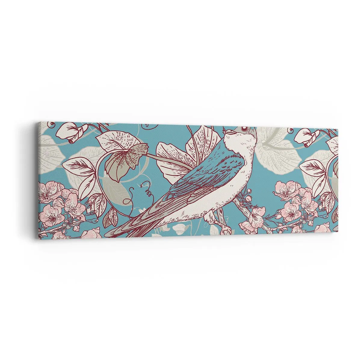 Schilderen op canvas - In witte abeel met het zingen van de nachtegaal - 90x30 cm