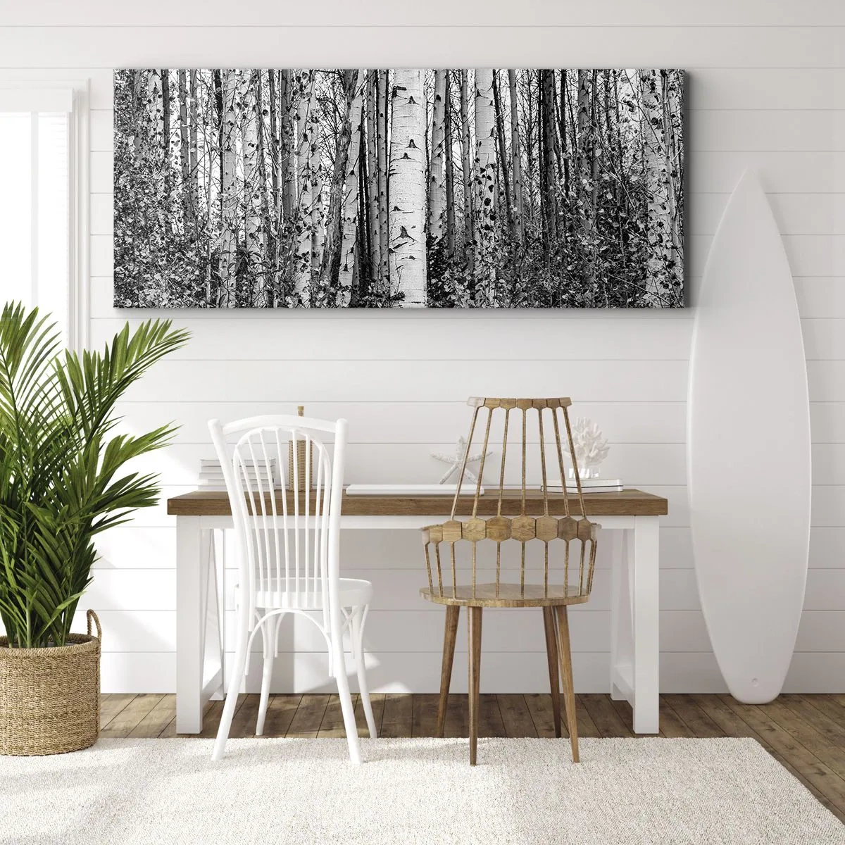 Schilderen op canvas - Berken colonnade - 140x50 cm