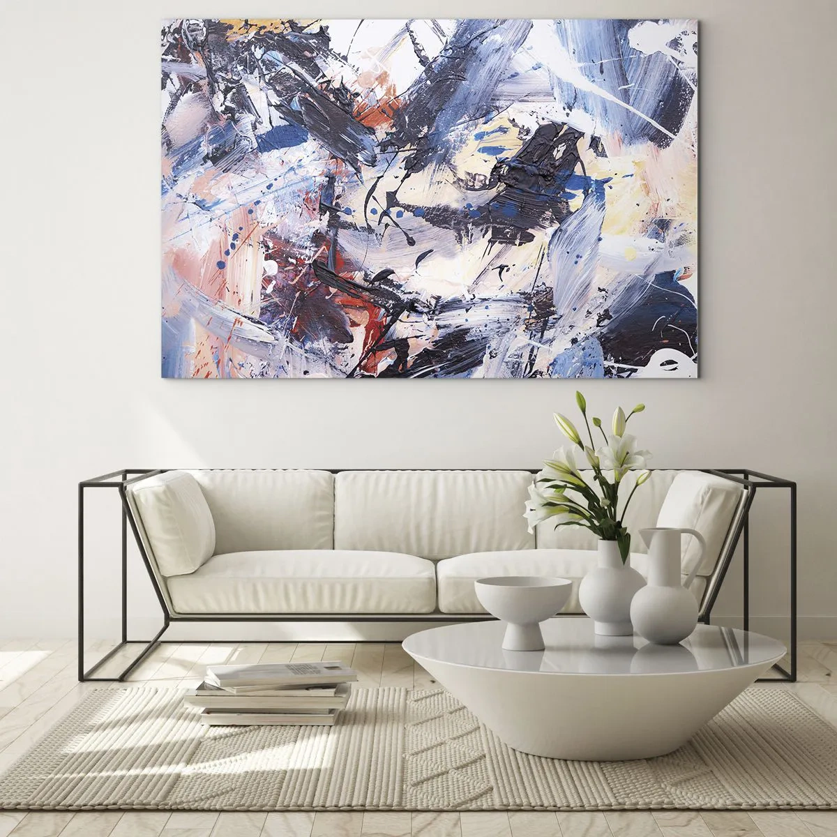 Schilderen op glas - Gekke dans van abstractie - 100x70 cm