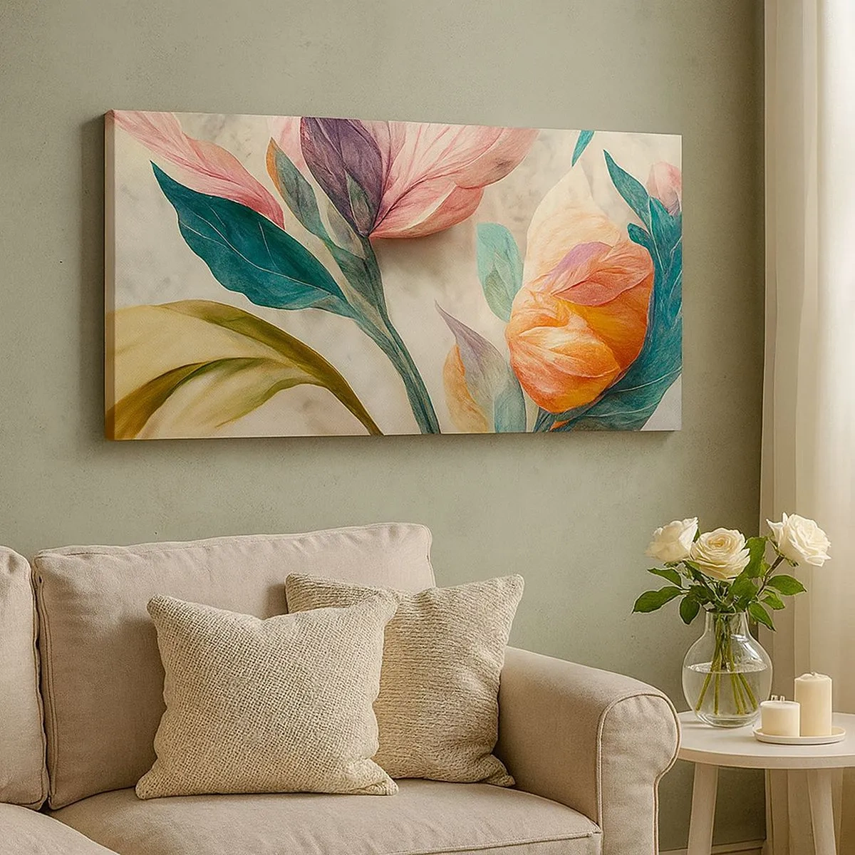 Schilderen op canvas - Bloemen van de zuidelijke eilanden - 100x40 cm