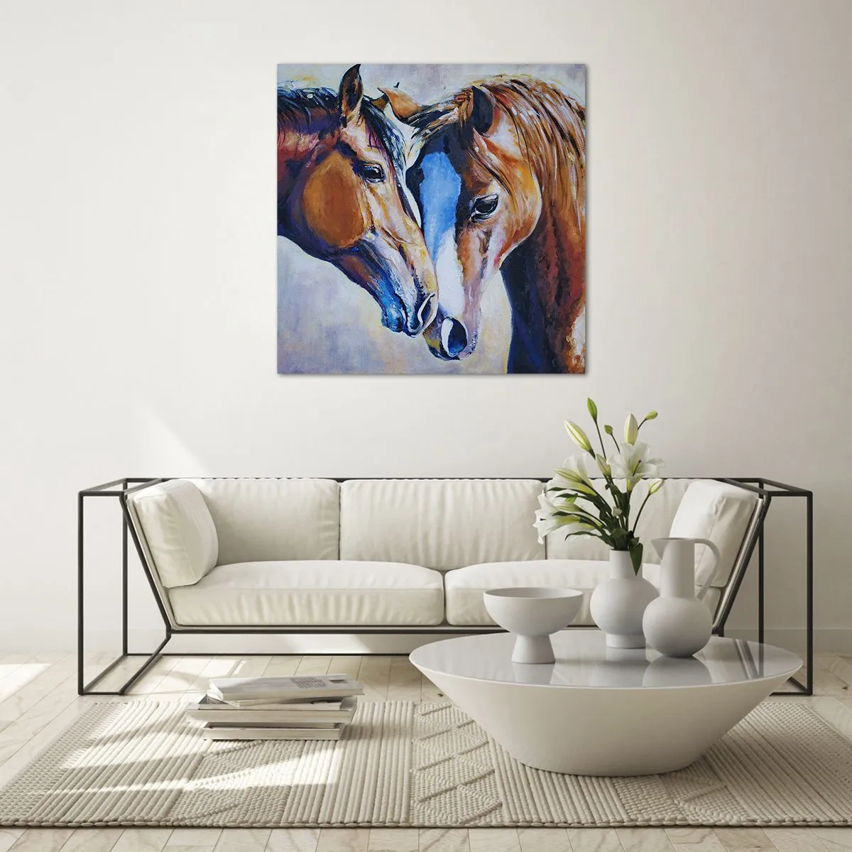 Schilderen op glas - Is het vriendschap? is het liefde? - 50x50 cm