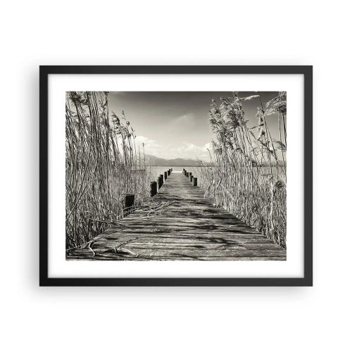 Poster in een zwarte lijst - In de stilte van het gras - 50x40 cm