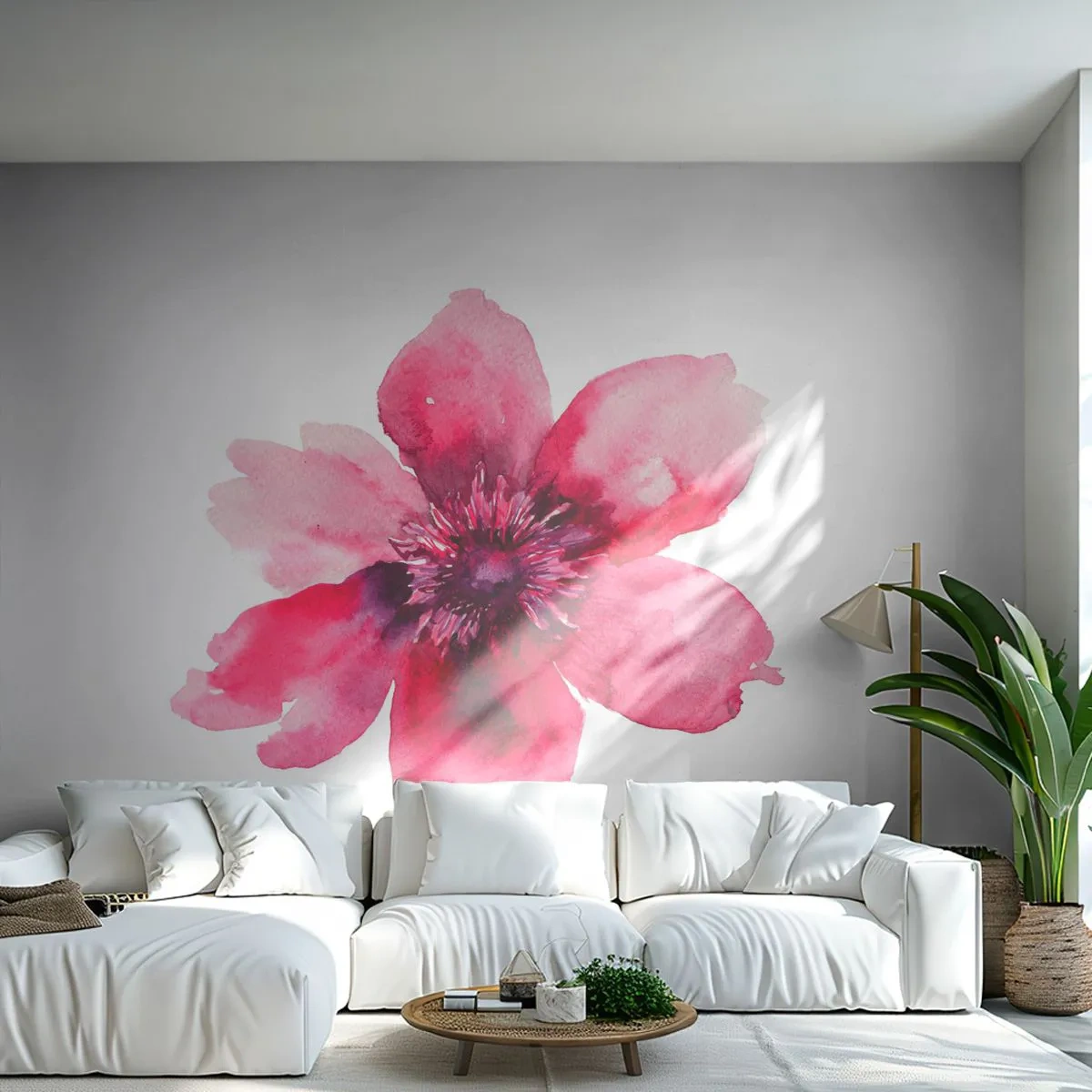 Zelfklevend Fotobehang Deluxe Sticker - Een karmijnrode geurende kus - Bloem, aquarellen, Grafisch - 250x175 cm
