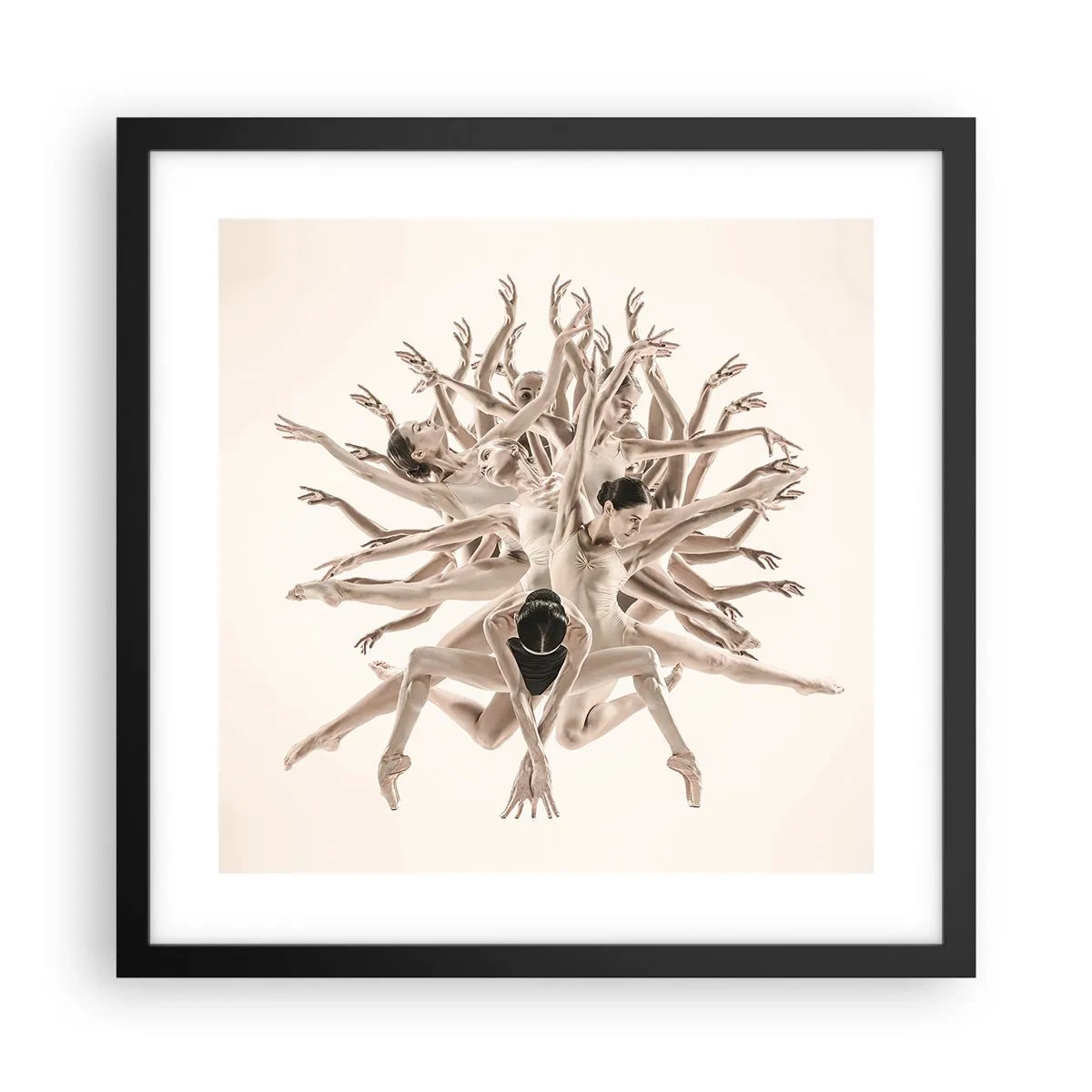 Poster in een zwarte lijst - Bloeiend in dans - 40x40 cm