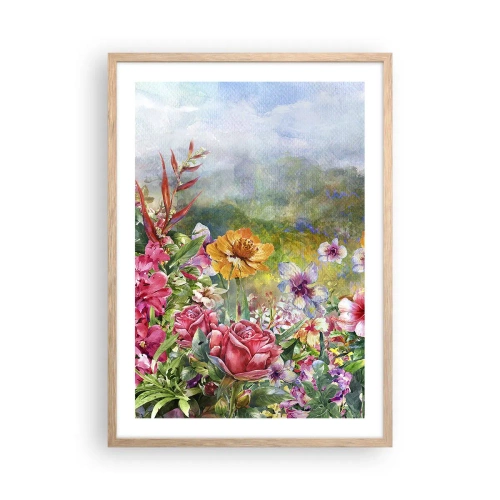 Een poster in een licht eiken lijst - Een tuin die gek is geworden - 50x70 cm