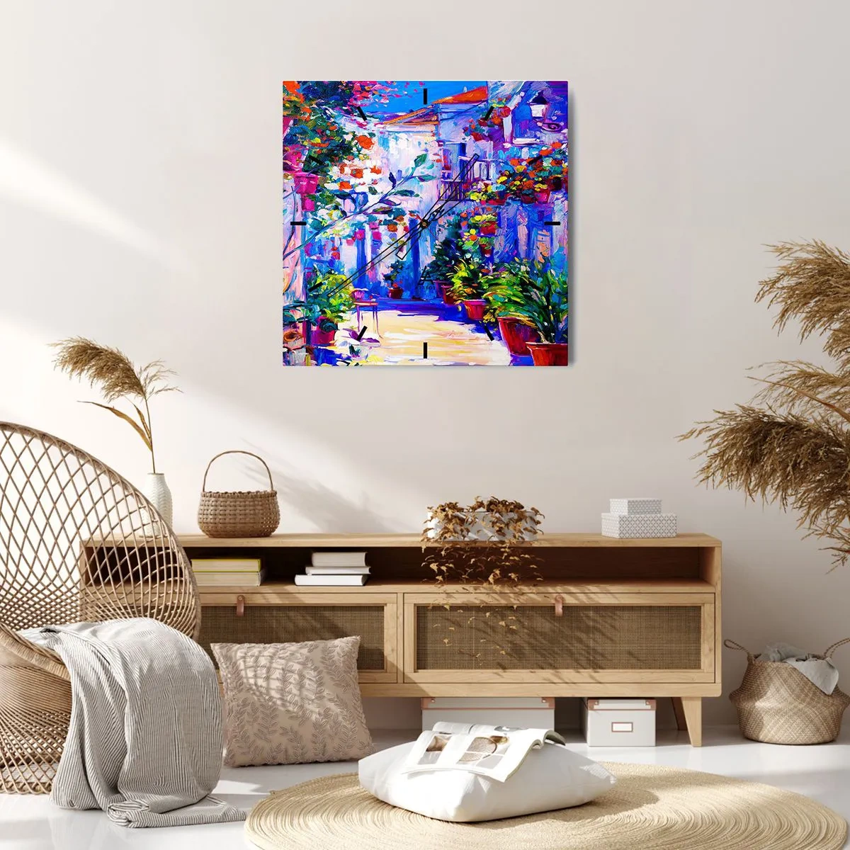 Wandklok - Klok - Impressie - een Italiaanse straat - 30x30 cm