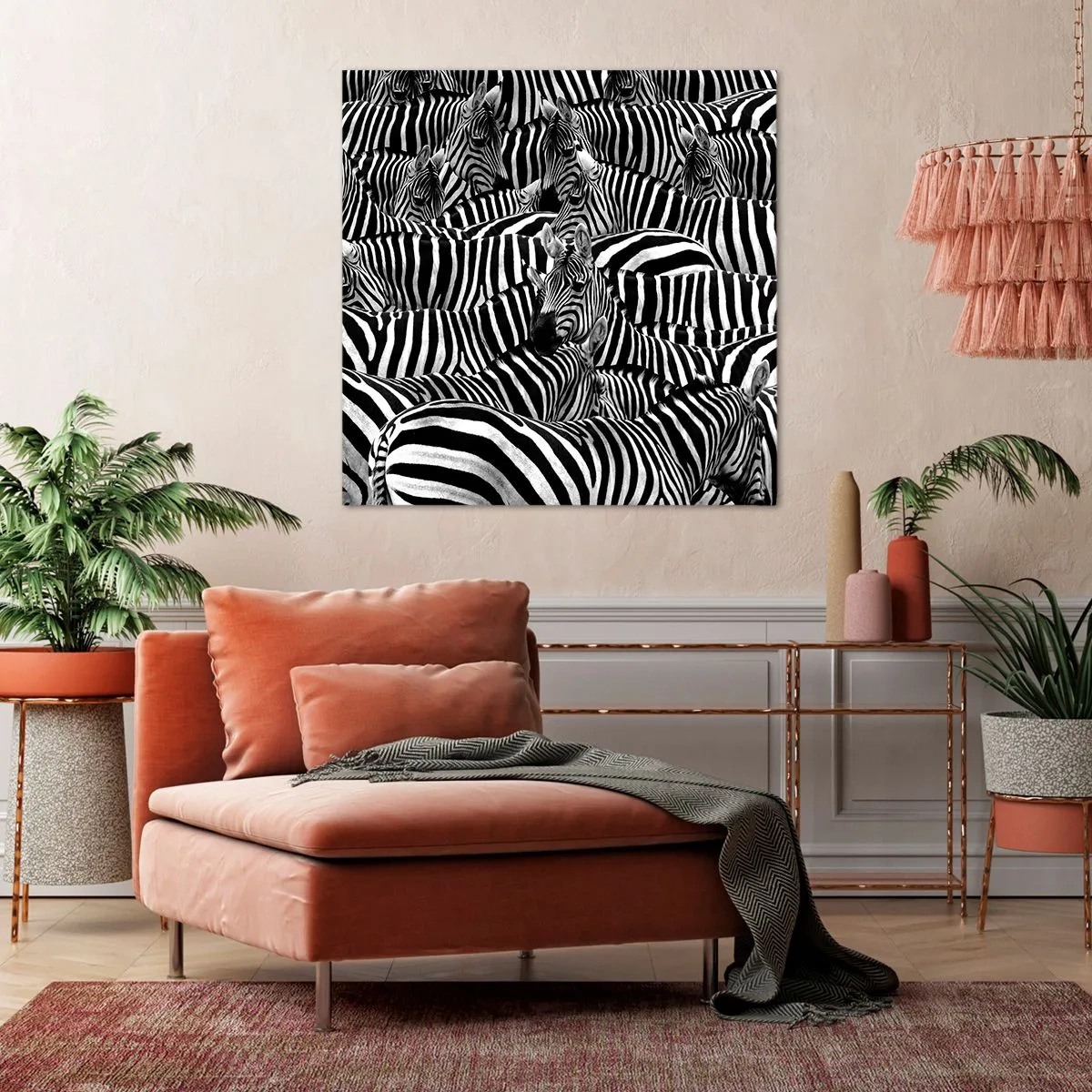 Schilderen op canvas - Groepsportret met strepen - 50x50 cm
