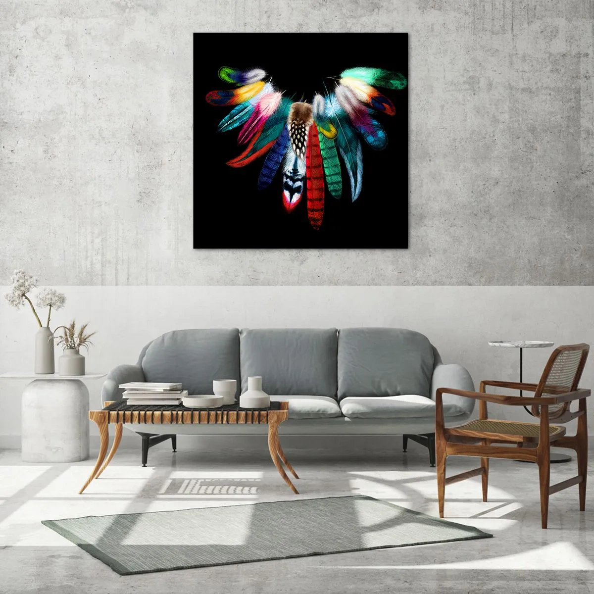 Schilderen op glas - Indiase ketting - 60x60 cm