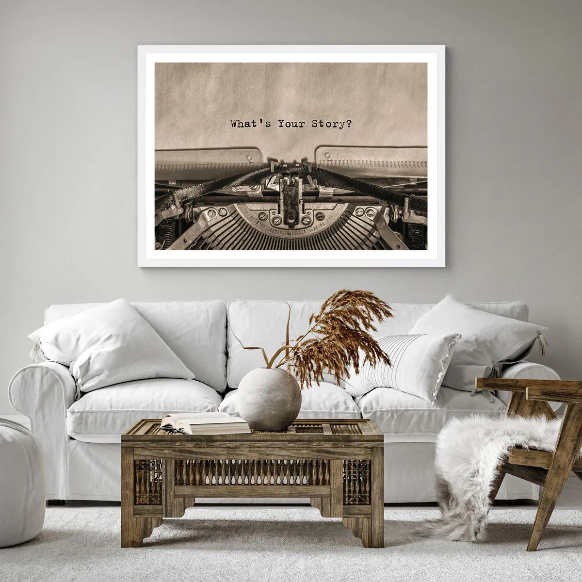 Poster in een witte lijst - Vertel het mee - 30x30 cm