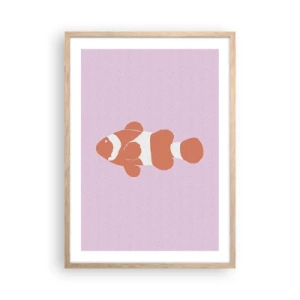 Een poster in een licht eiken lijst - In koraal dat bij haar gezicht en staart past - 50x70 cm