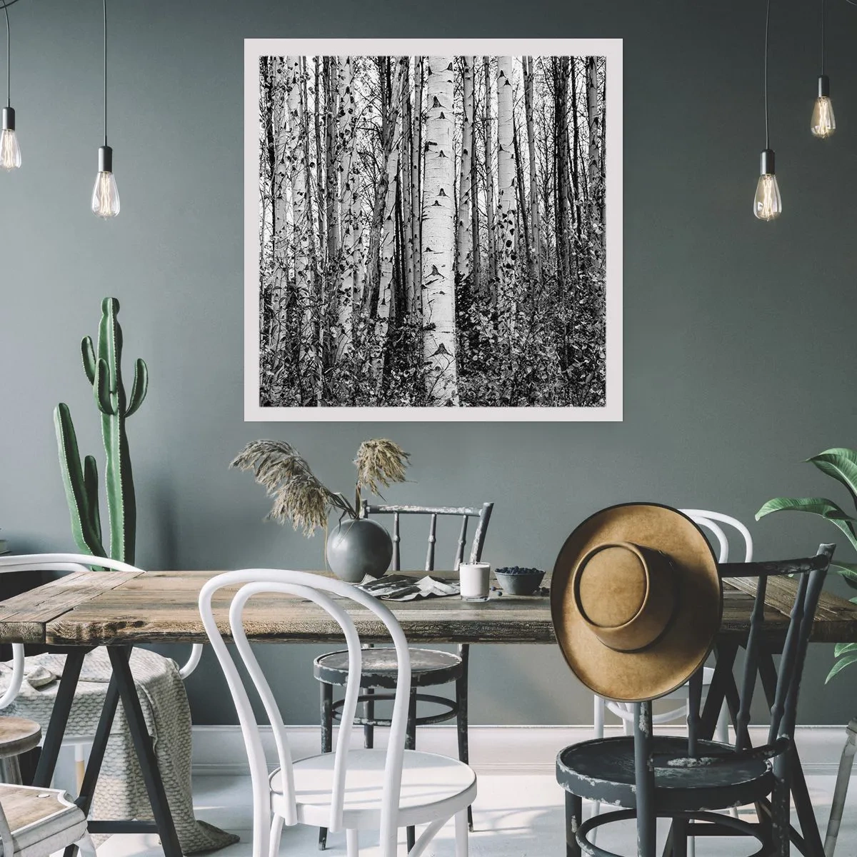 Poster - Berken colonnade - 40x40 cm