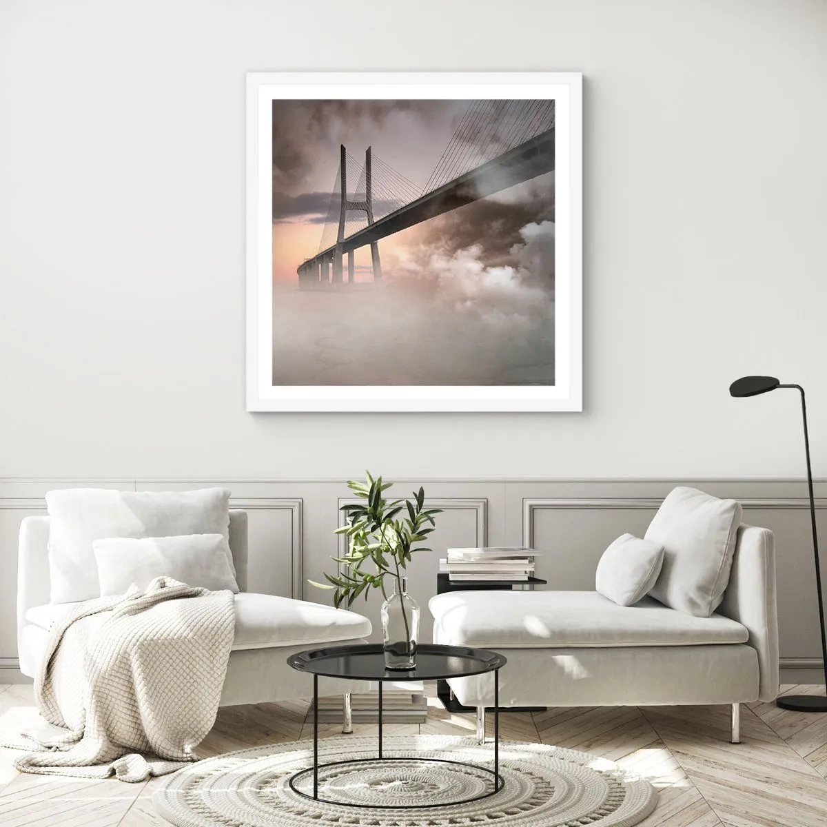 Poster in een witte lijst - Bij de rivier die niet bestaat - 60x60 cm