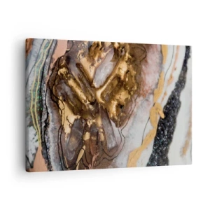 Schilderen op canvas - Abstracte compositie met elementen van goud en kristallen - 70x50cm - Het element aarde - Moderne wanddecoratie voor woonkamer en slaapkamer ARTTOR
