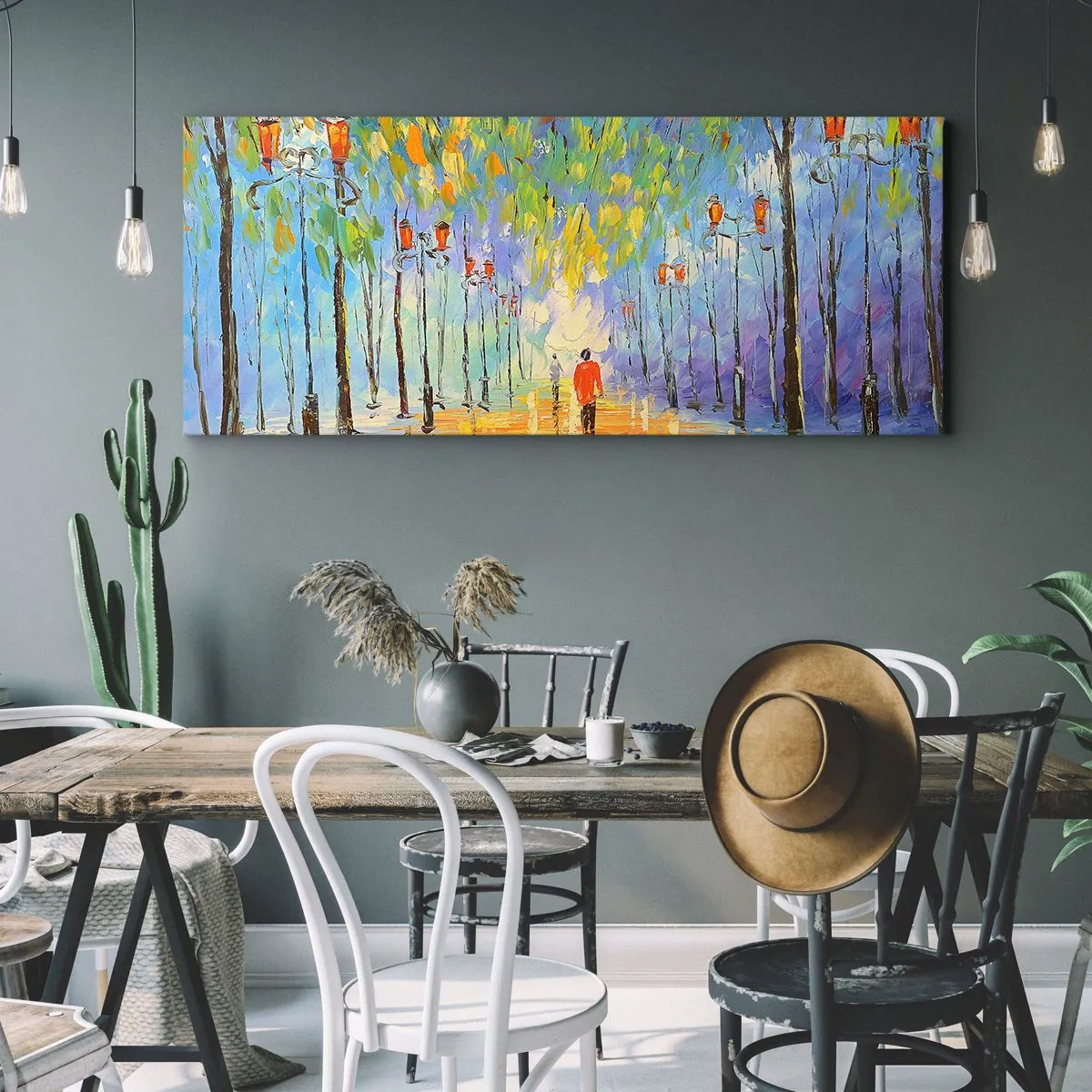 Schilderen op canvas - Nachtlied van regen - 100x40 cm