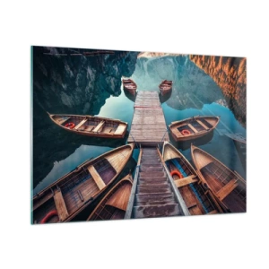 Schilderen op glas - Ik wacht bij de jachthaven - 100x70 cm