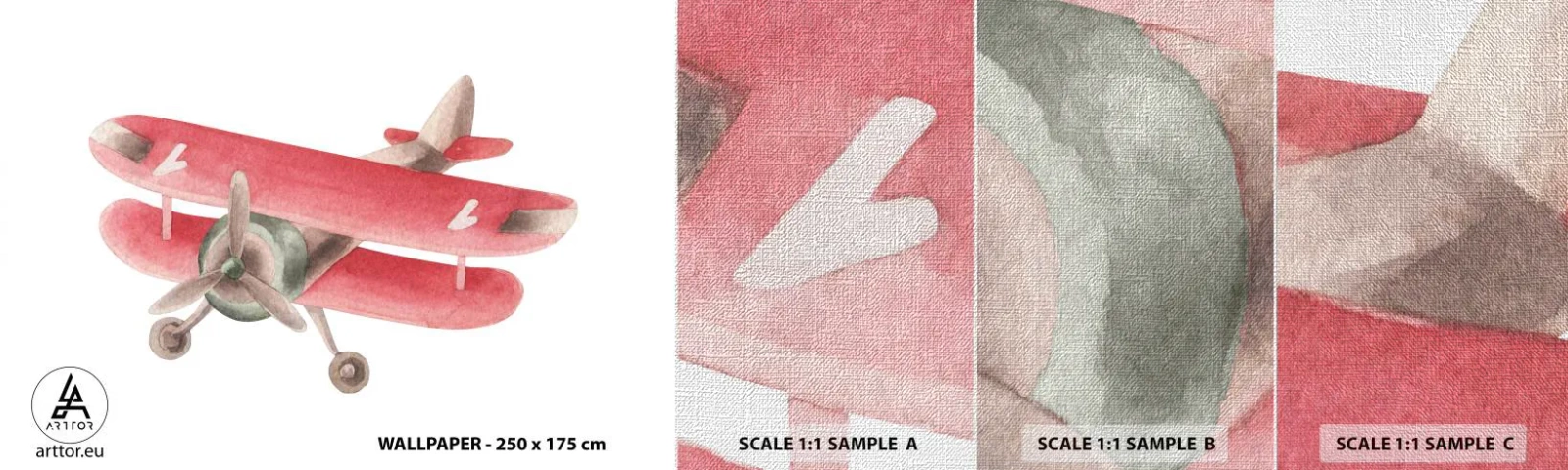 Fotobehang Monster Premium Canvas - Klaar voor hoge vluchten - Vliegtuig, Kinderen, Vintage - 100x30 cm