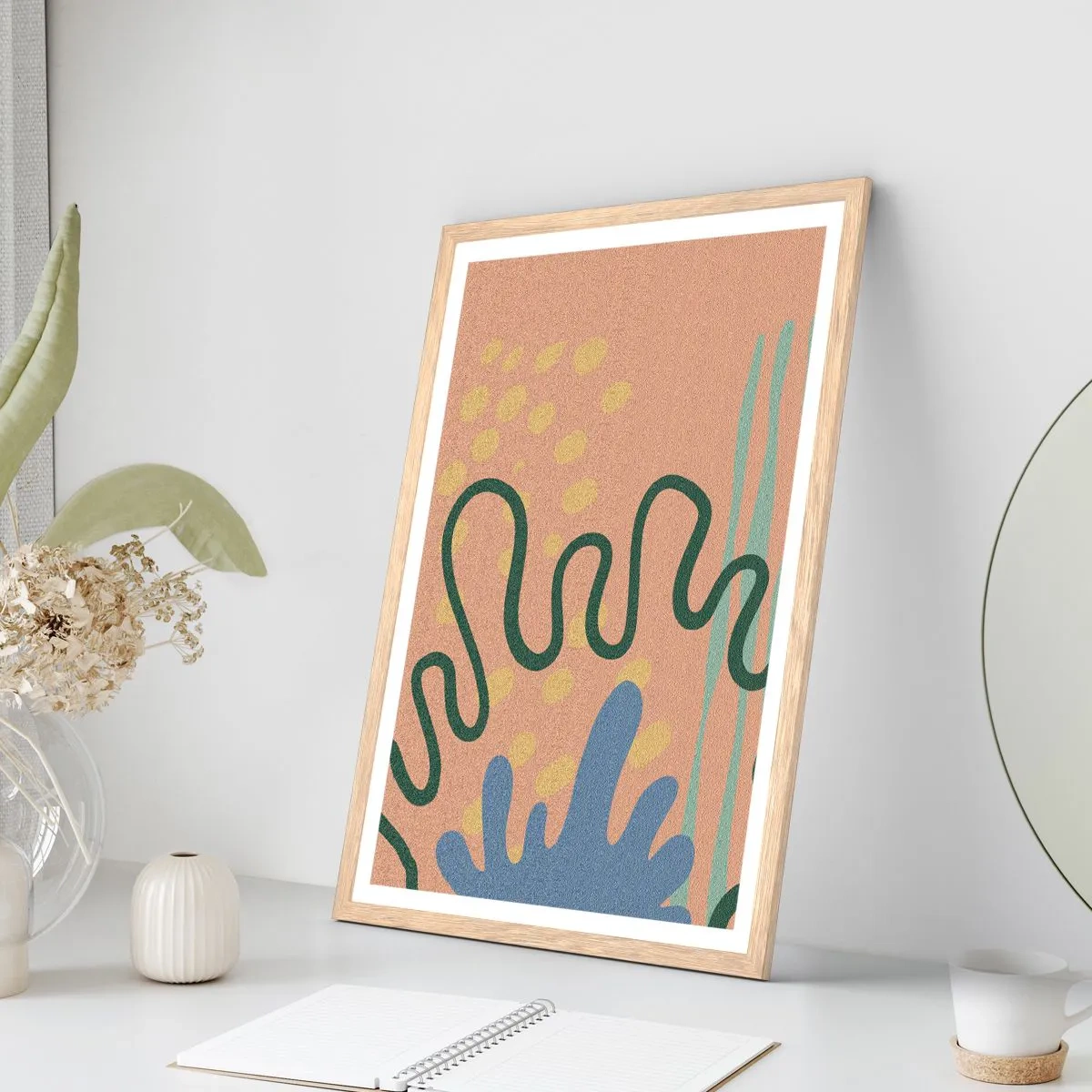 Een poster in een licht eiken lijst - Abstractie: verscheidenheid van de natuur - 30x40 cm