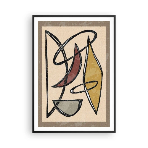 Poster in een zwarte lijst - Compositie – bogen en ovalen - 70x100 cm