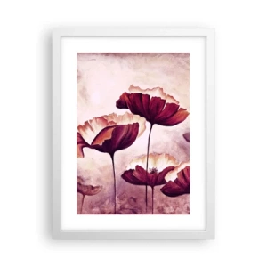 Poster in een witte lijst - Rood en wit bloemblad - 30x40 cm
