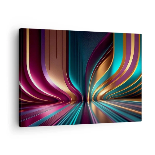 Schilderen op canvas - Futuristische abstractie met intense kleuren en rondingen - 70x50cm - Architectuur van licht - Moderne wanddecoratie voor woonkamer en slaapkamer ARTTOR