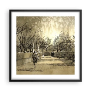 Poster in een zwarte lijst - Een moment gestopt met een veer - 50x50 cm