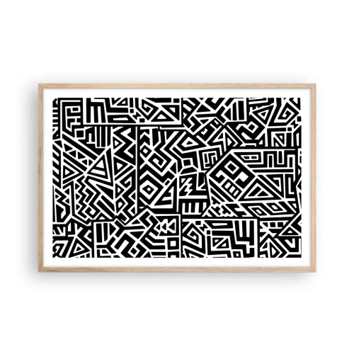 Een poster in een licht eiken lijst - Pre-Columbiaanse compositie - 91x61 cm