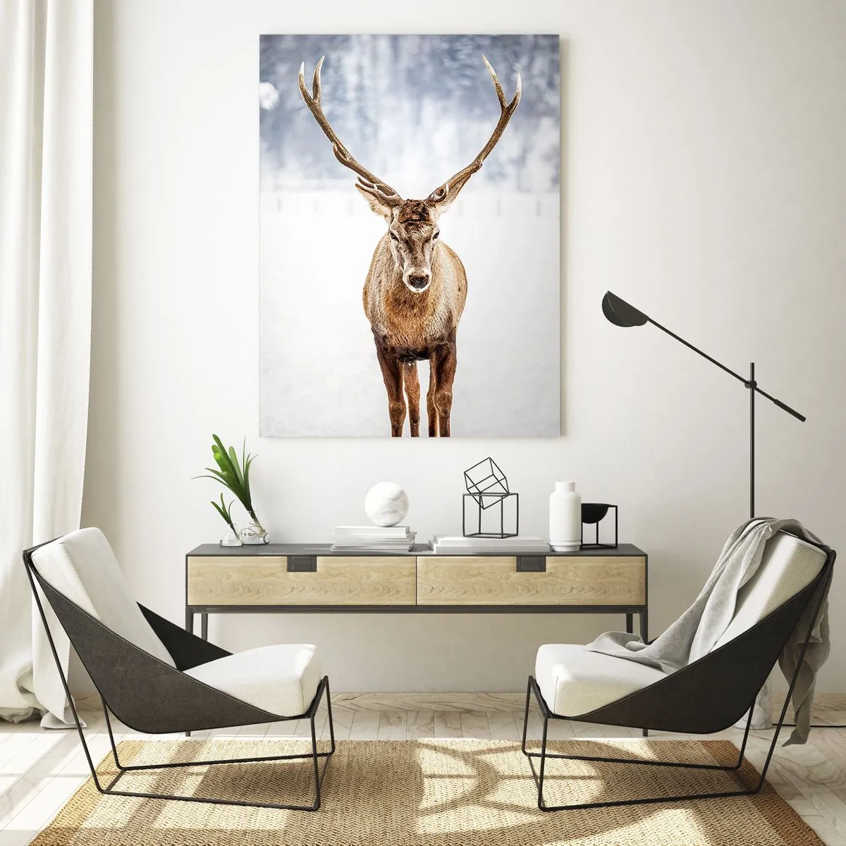 Schilderen op glas - Recht uit de sneeuwmist - 50x70 cm