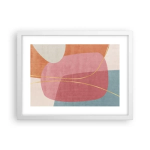 Poster in een witte lijst - Pastelkleurcompositie met gouddraad - 40x30 cm