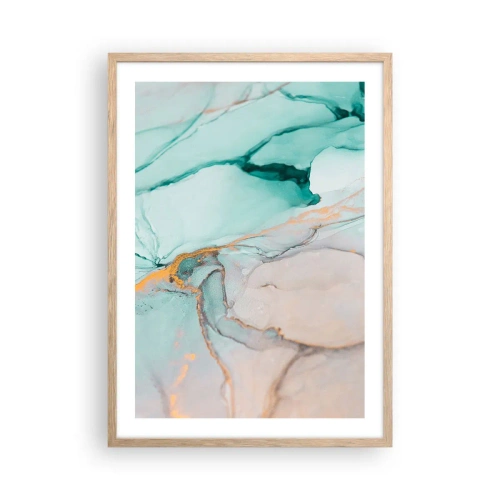 Een poster in een licht eiken lijst - Een dans van vormen en kleuren - 50x70 cm