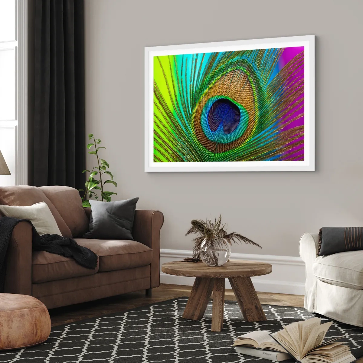 Poster in een witte lijst - Oog in oog - 50x40 cm