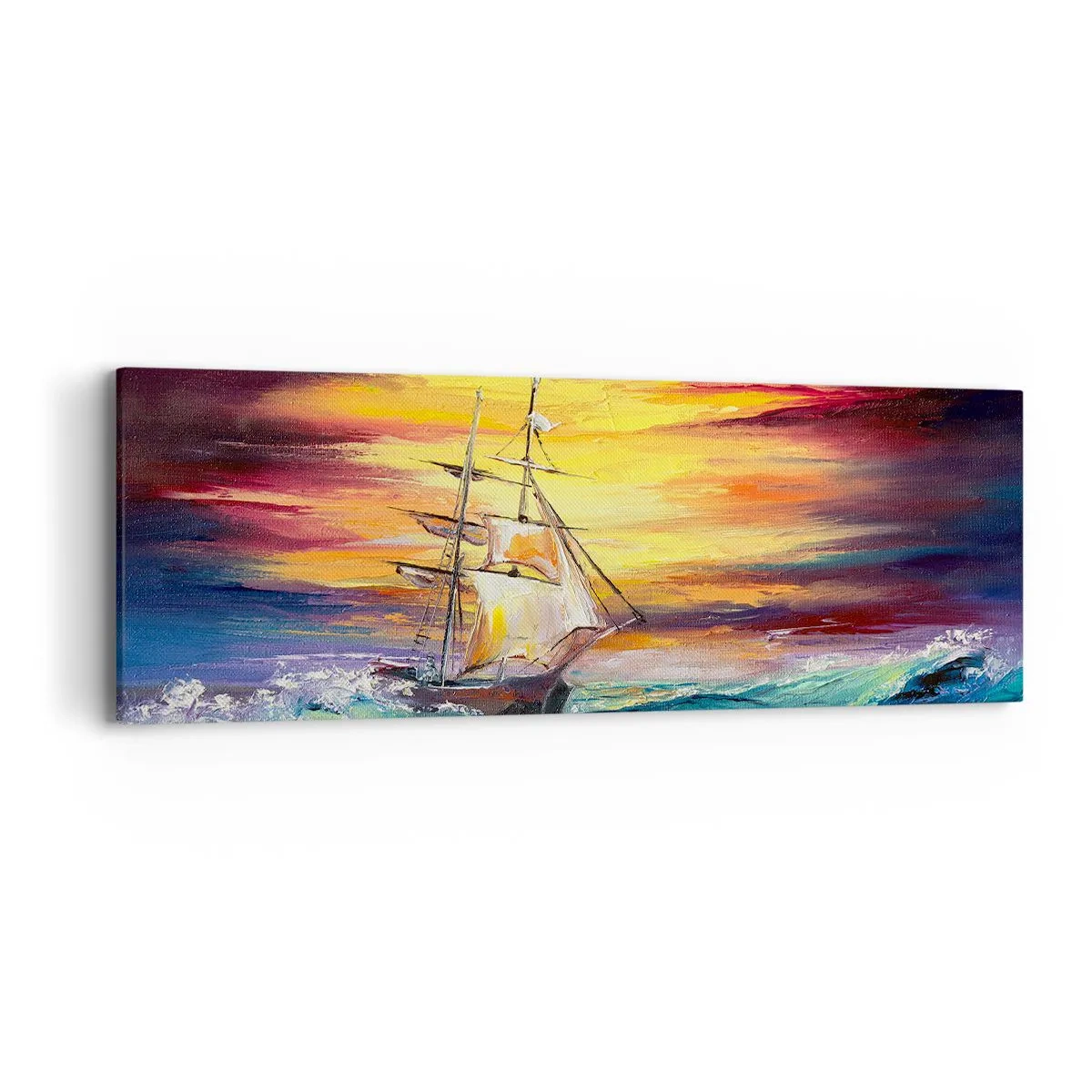 Schilderen op canvas - Dapper onder de golven - 90x30 cm