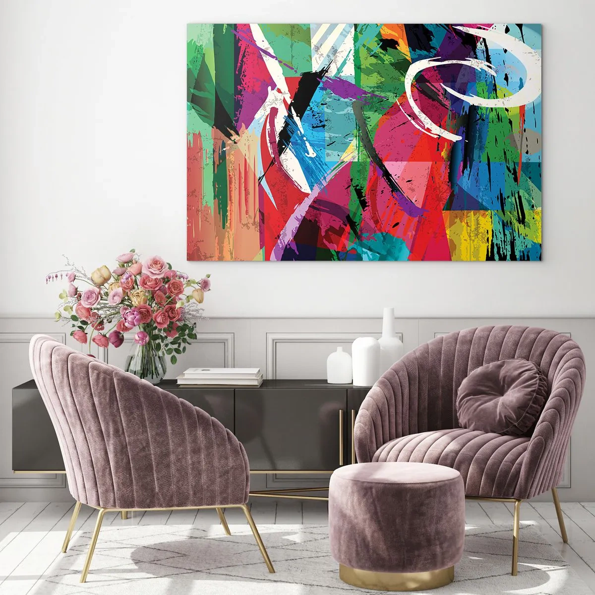 Schilderen op glas - Snel, levendig en opzwepend - 120x80 cm