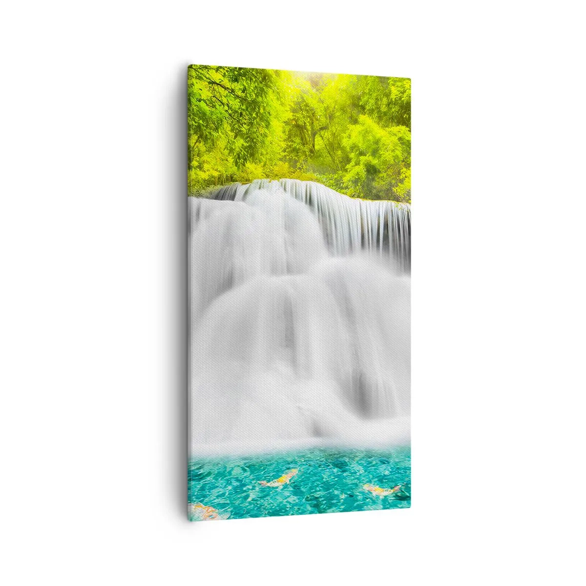 Schilderen op canvas - Een schuimige waterval van groen naar azuurblauw - 55x100 cm