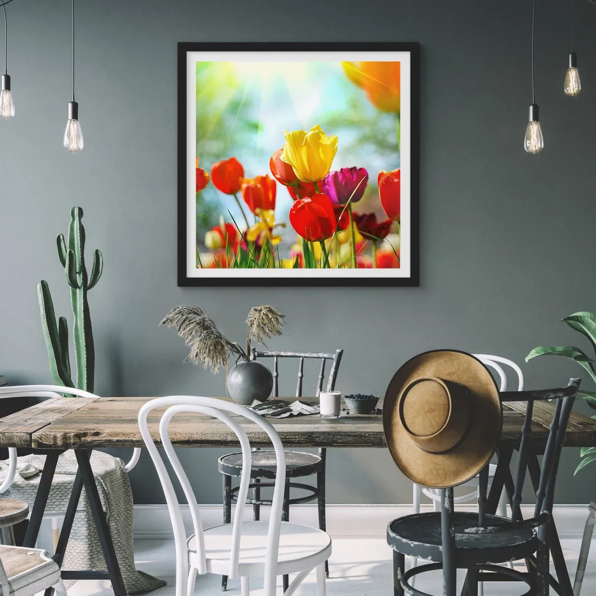 Poster in een zwarte lijst - Alle kleuren van de zon - 40x40 cm