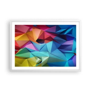 Poster in een witte lijst - Regenboog origami - 70x50 cm