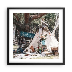 Poster in een zwarte lijst - De liefde bedrijven ... - 50x50 cm