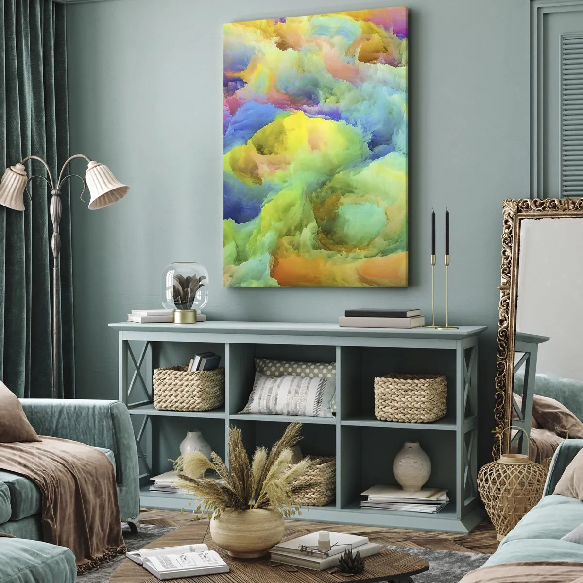 Schilderen op canvas - Regenboog dons - 80x120 cm