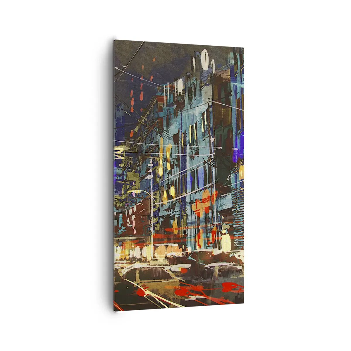 Schilderen op canvas - Avonddrukte op straat - 65x120 cm